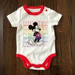 WDW Disney Parks Unisex Short-Sleeve Cotton Onesie 6-9M Mickey Pride - VGUC!
